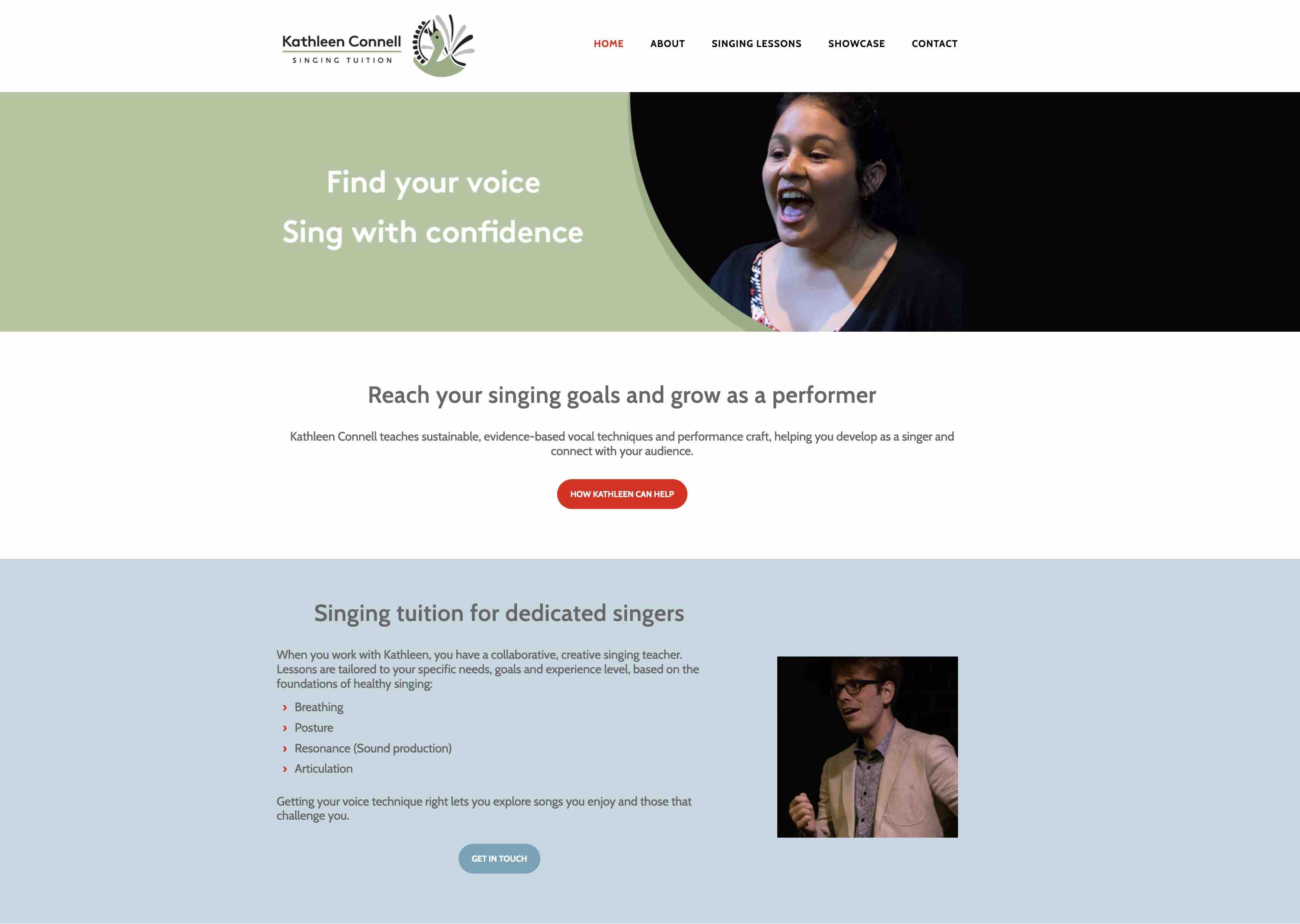 Kathleen Connell Singing Tuition web copywriting